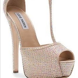 Steve Madden Gold Maggie heels with rhinestones